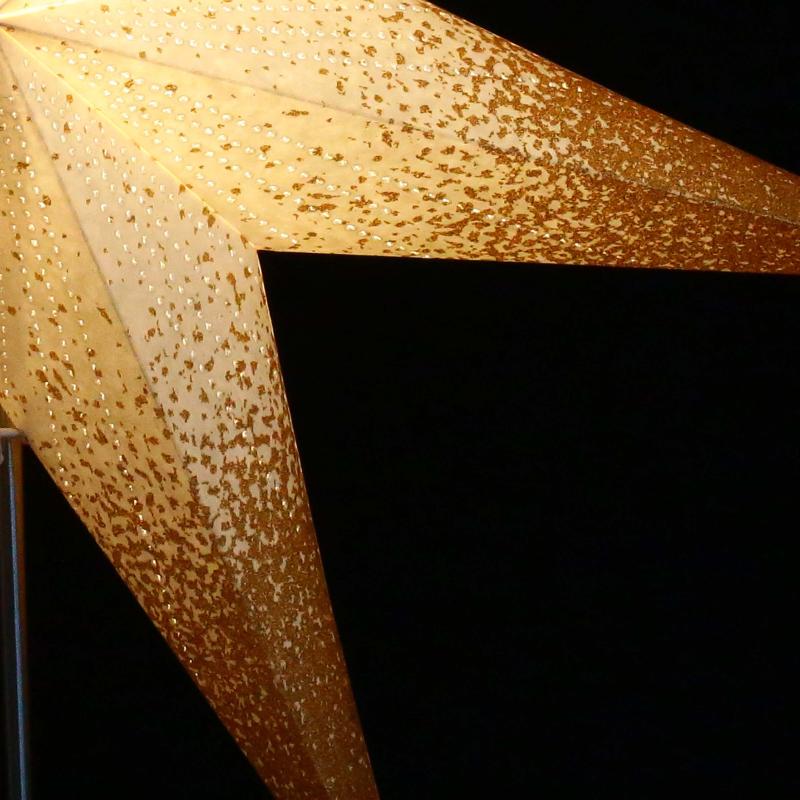 Meteor Goldcrash white - Foldable glowing star, paper poinsettia with 7 points, 60 cm